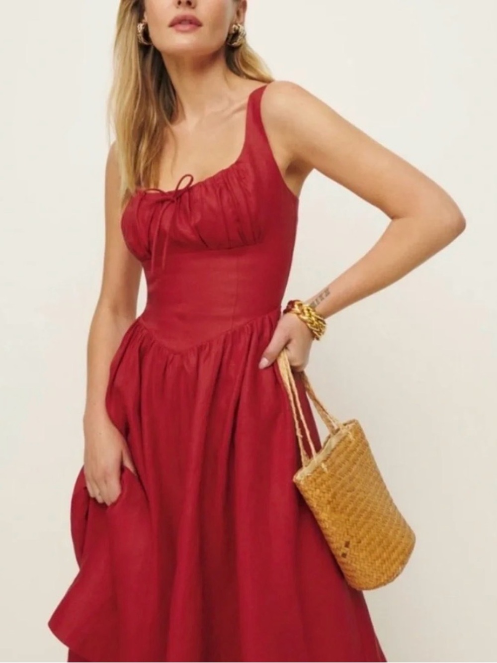 Reformation Red Sleeveless Maxi Dress